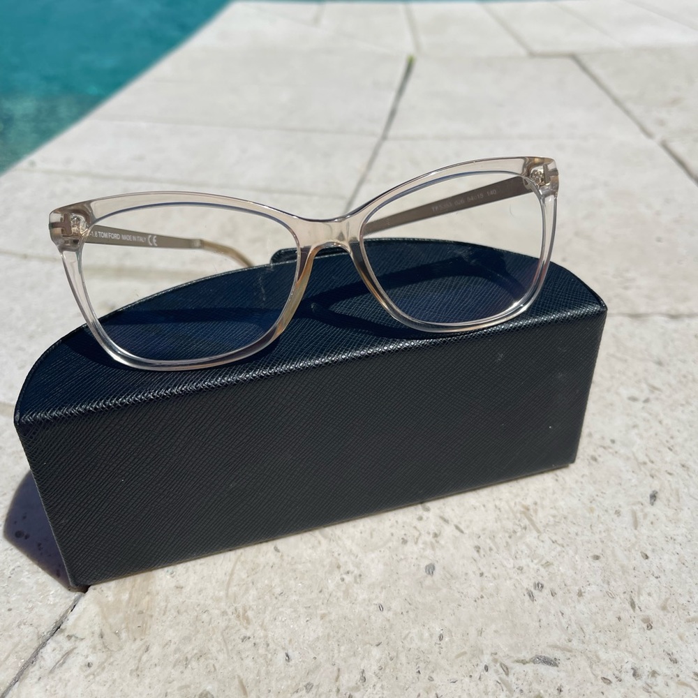Clear Frame with Brushed Gold Temples Tom Ford Prescription Glasses